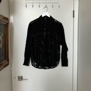 Express Black lace Button Down Shirt